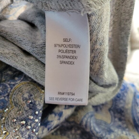 Live Let Live Women Top Extra Large XL 3/4 Sleeve Studded Blue GEO255XE - Picture 6 of 7